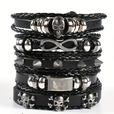 Punk Leather Wristband Set